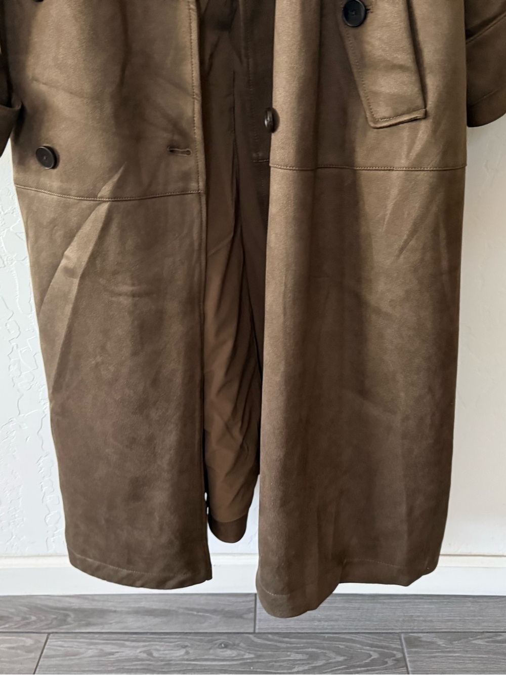 Ashley Graham|Brown Suede Double-Breasted full length Trench Coat,tie waist•NWT - Picture 10 of 17